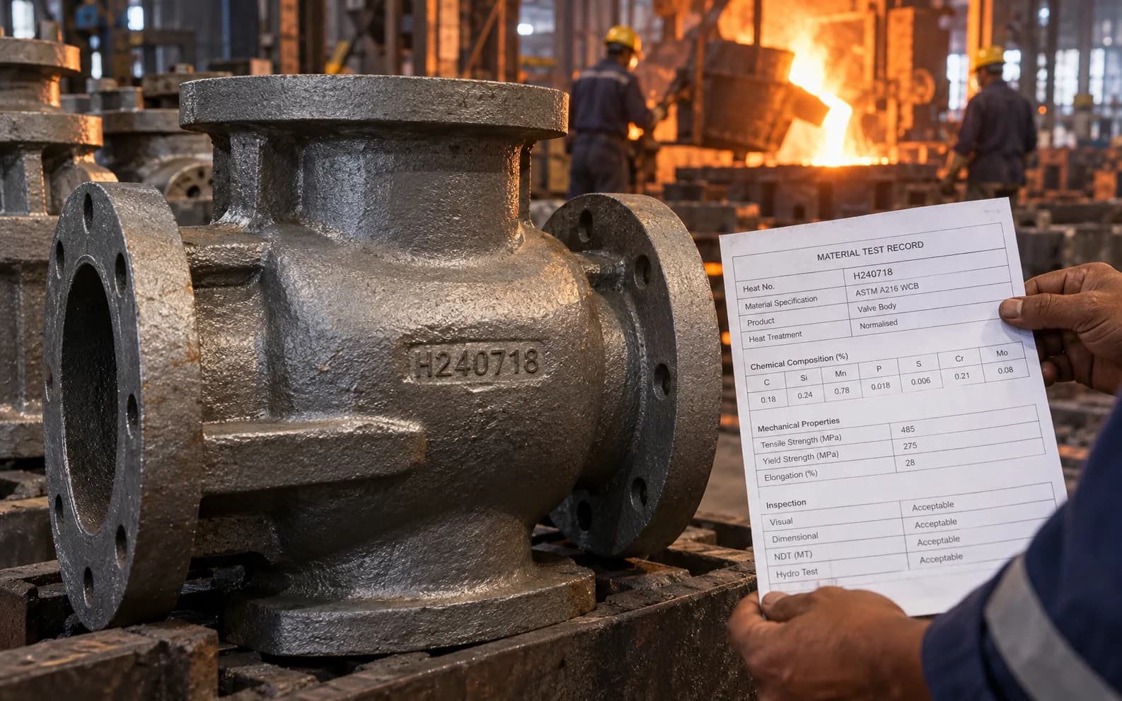 Heat number marked on a casting